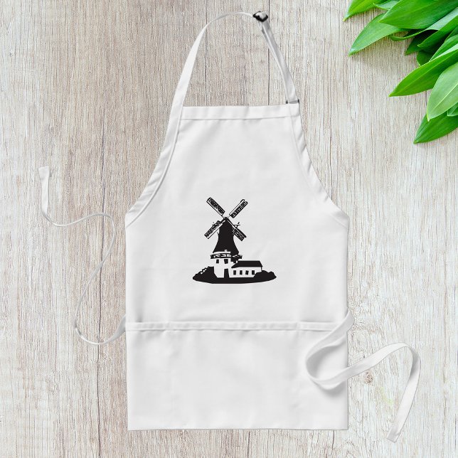 Black and White Minimalist Windmill Adult Apron (Creator Uploaded)