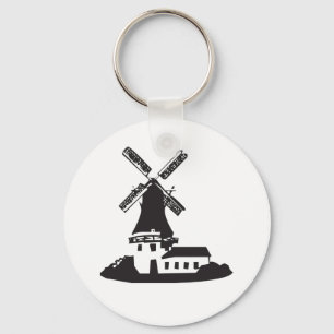 Black and White Minimalist Windmill Keychain