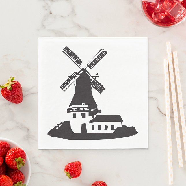 Black and White Minimalist Windmill Napkins (Creator Uploaded)