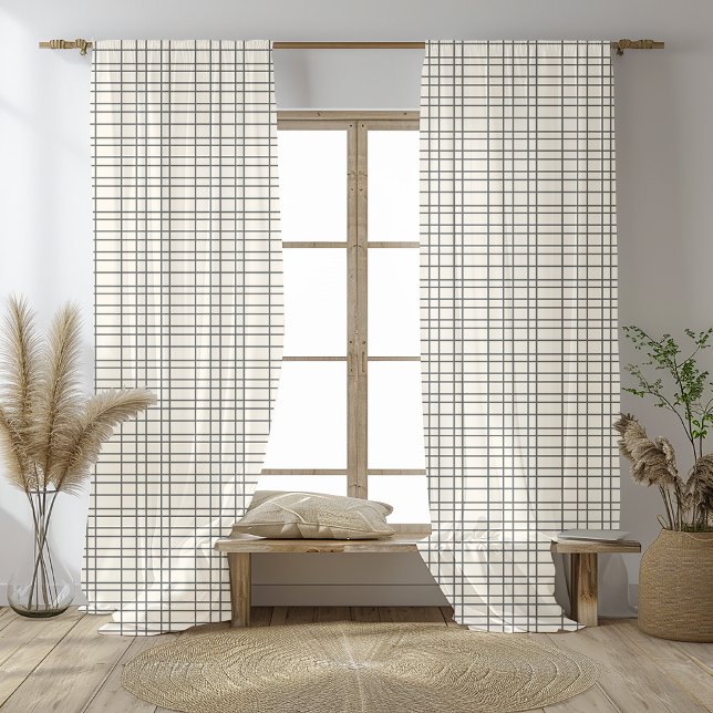 Black and White Minimalistic Design  Sheer Curtains (Creator Uploaded)