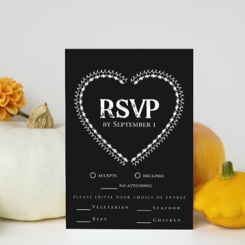 Black and White Minimalistic Gothic Wedding RSVP Invitation