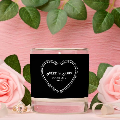 Black and White Minimalistic Gothic Wedding Scented Candle