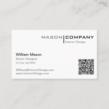 Black And White Minimalistic Qr Code Business Card by ImageAustralia at Zazzle