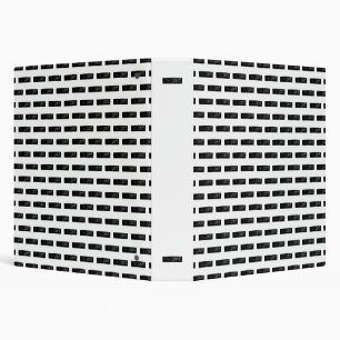 Black and White "Minus" Math Symbol Lino Cut 3 Ring Binder