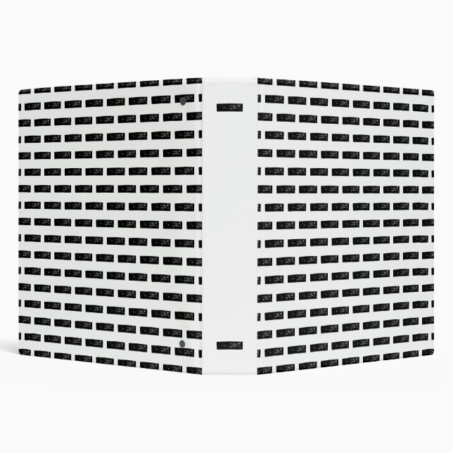 Black and White "Minus" Math Symbol Lino Cut 3 Ring Binder (Background)