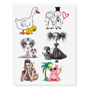 Black and white Mixed Art Temporary Tattoos