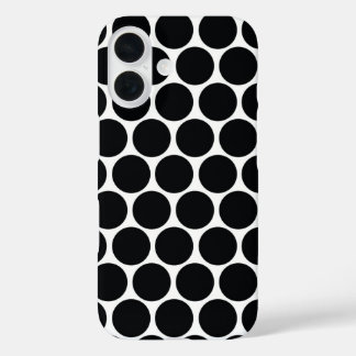 Black and White Mod Dots iPhone 16 Case