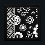 Black and White Mod Floral...lidded box<br><div class="desc">Black and White Mod Floral... lidded box</div>