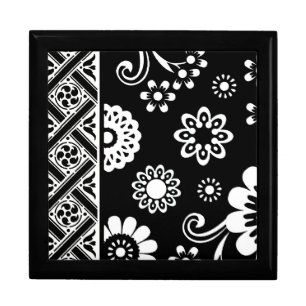 Black and White Mod Floral...lidded box