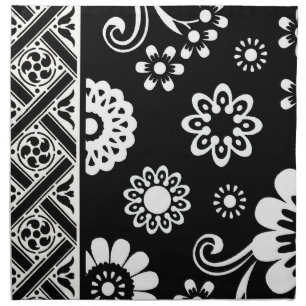 Black and White Mod Floral...napkin Napkin