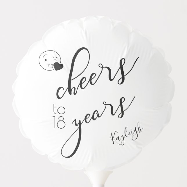 Black and White Modern 18th Birthday Balloon (Front)