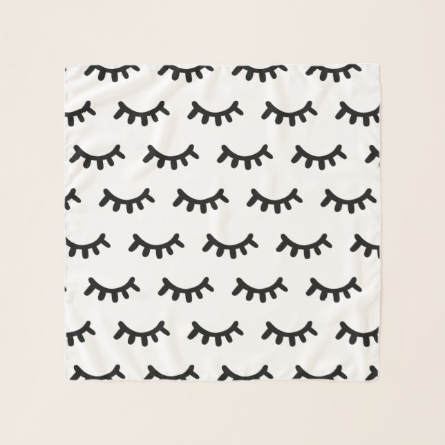 Black and white modern abstract cute eyes pattern scarf (Front)