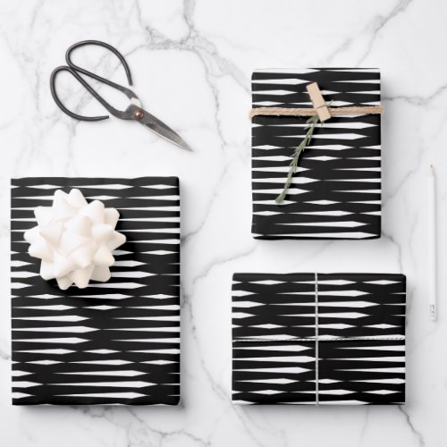Black and White modern abstract line pattern Wrapping Paper Sheets