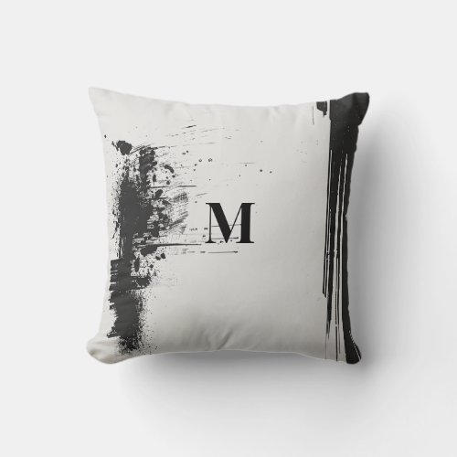 Black and White Modern Abstract Throw Pillow