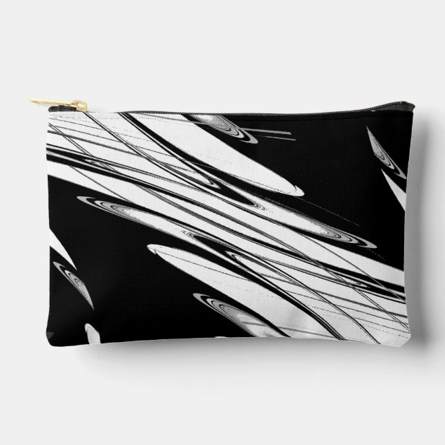 Black and White Modern Accessory Pouch (Front)
