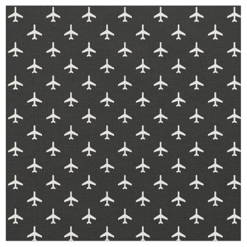 Black and White Modern Airplanes Pilot Fabric