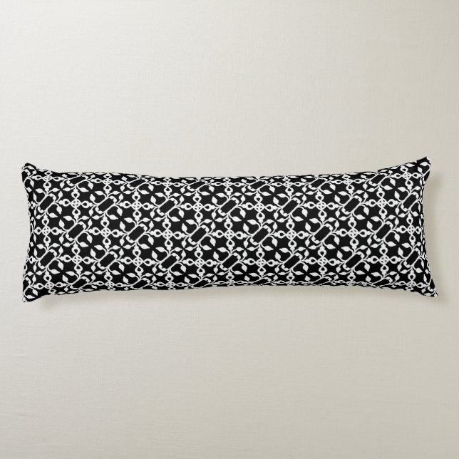 Black And White Modern Art Deco Body Pillow (Back)
