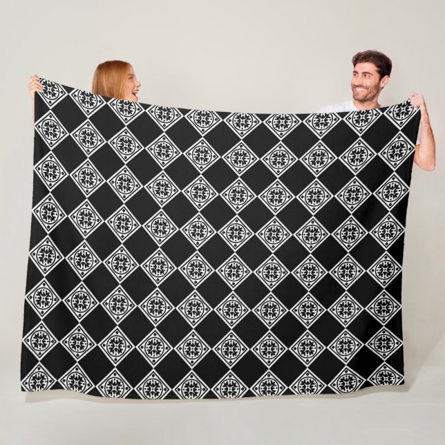 Black And White Modern Art Deco Diamonds Blanket (In Situ)