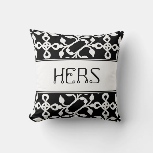 Black And White Modern Art Deco  Hers Pillow