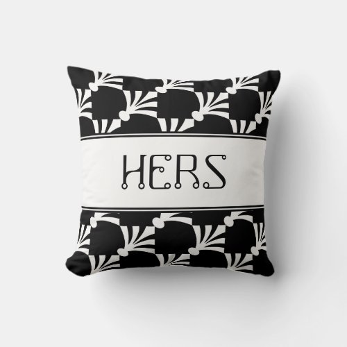 Black And White Modern Art Deco  Hers Pillow