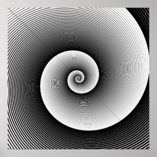 Black and white modern art giant spiral poster