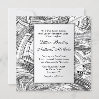  Black and White Modern Art Wedding Invitation
