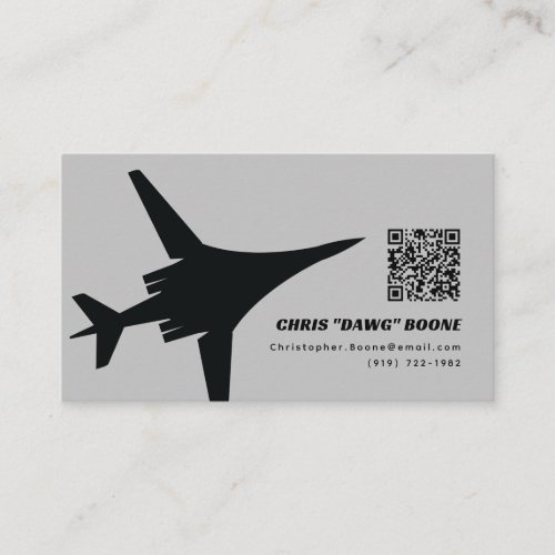 Black and White Modern B_1 Bomber Business Card