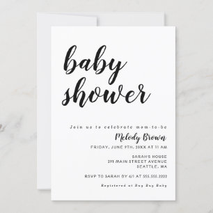 Black and White Modern Baby Shower Invitation