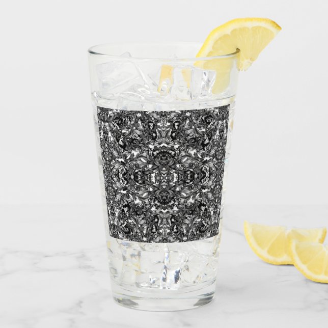 BLACK AND WHITE MODERN BAROQUE GLASS TUMBLER (Back Ice)
