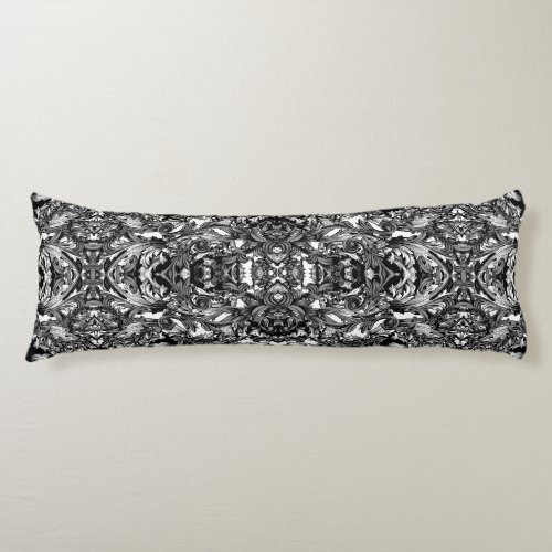 BLACK AND WHITE MODERN BAROQUE ORNAMENTAL  BODY PILLOW