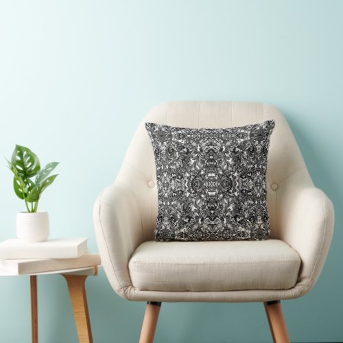 BLACK AND WHITE MODERN BAROQUE ORNAMENTAL PILLOW