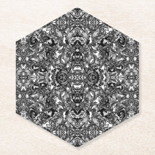 BLACK AND WHITE MODERN BAROQUE PAPER COASTER