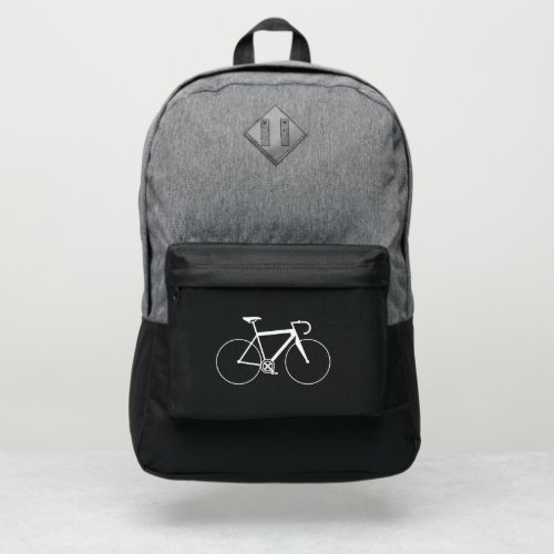 BLACK AND WHITE MODERN BICYCLE ICON PORT AUTHORITY BACKPACK