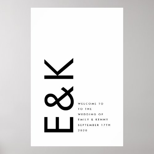 Black and White Modern Bold Big Monogram Simple Poster
