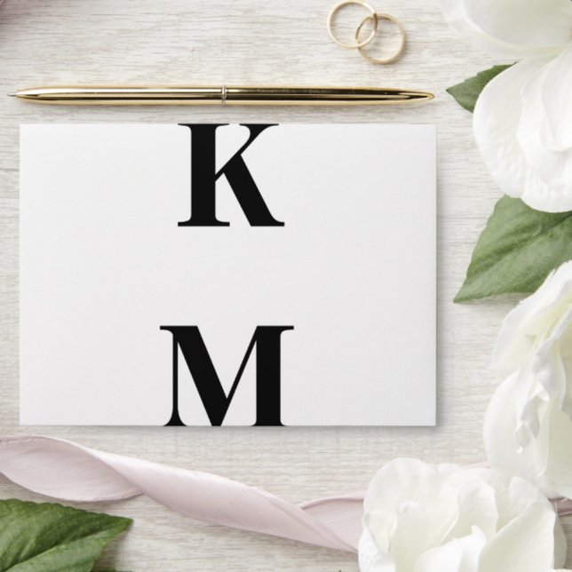 Black and White Modern Bold Monogram Wedding Envelope (Creator Uploaded)