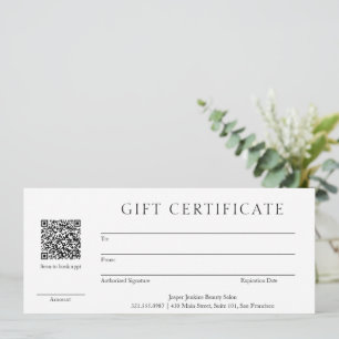 Black and White Modern Business Gift Certificate