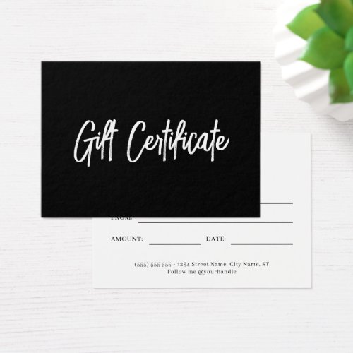 Black and White Modern Business Gift Certificate