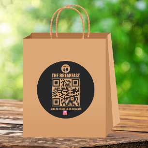 Black and White Modern Business Instagram Qr Code Classic Round Sticker
