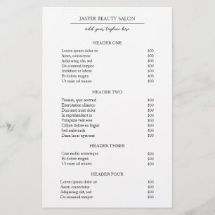 Black and White Modern Business Price List Flyer
