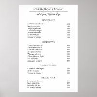 Black and White Modern Business Price List