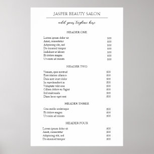 Black and White Modern Business Price List Poster