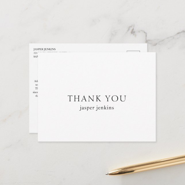 Black and White Modern Business Thank You Postcard (Front/Back In Situ)