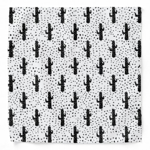 Black and White Modern Cactus and Triangle Geo Bandana