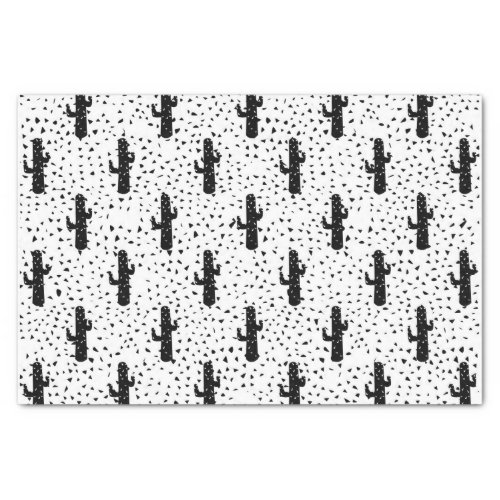 Black and White Modern Cactus and Triangle Geo Tissue Paper