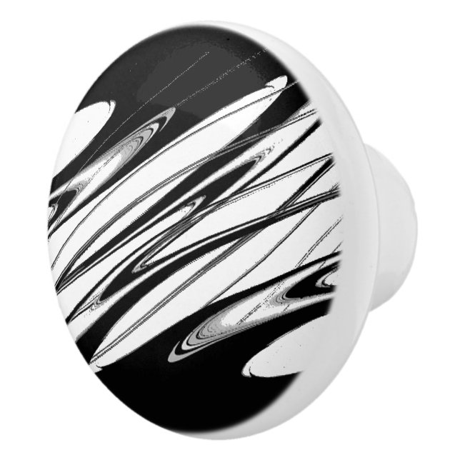 Black and White Modern Ceramic Knob (Right)
