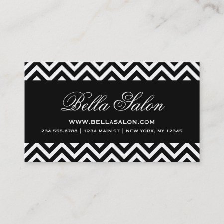 Black And White Modern Chevron Stripes Business Card
