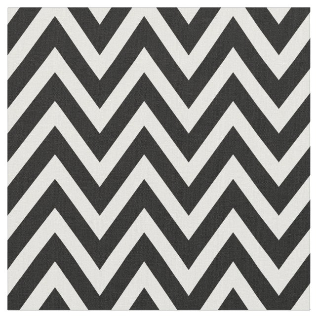 Black and White Modern Chevron Stripes Fabric (Close Up)