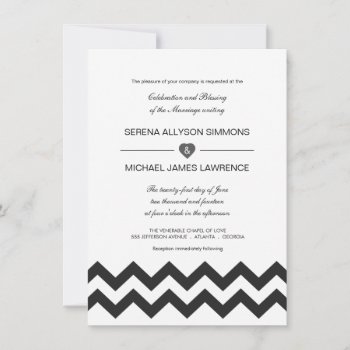Black And White Modern Chevron Wedding Invitations by decor_de_vous at Zazzle