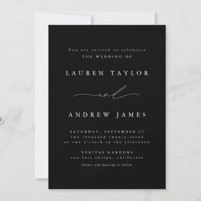 Black and White Modern Classic 1 Wedding Invitation | Zazzle