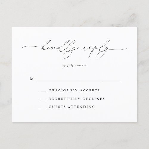 Black and White Modern Classic Wedding RSVP Postcard